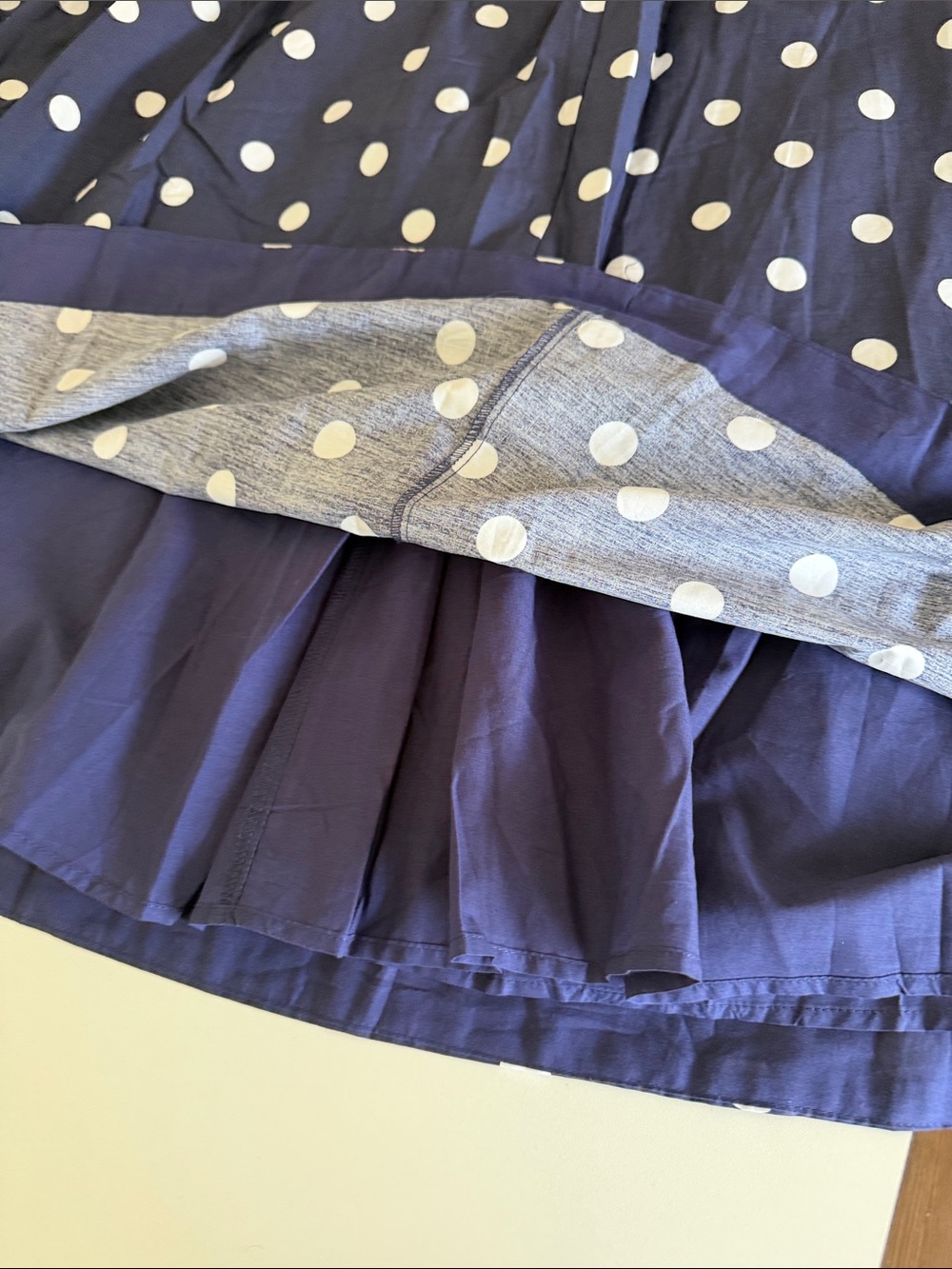 En Saison Navy Large Polka Dot Spaghetti Strap Sundress L - Picture 5 of 6